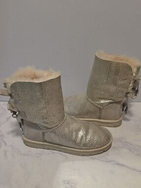 Ugg Women's Metallic Ivory Shearling Mid-Calf Boots